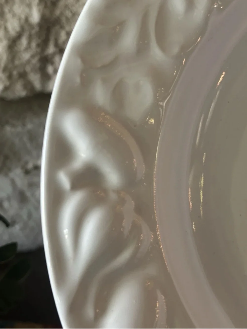 4 Fapor Portugal White Pasta Bowls Wide Rim Solid Embossed 10